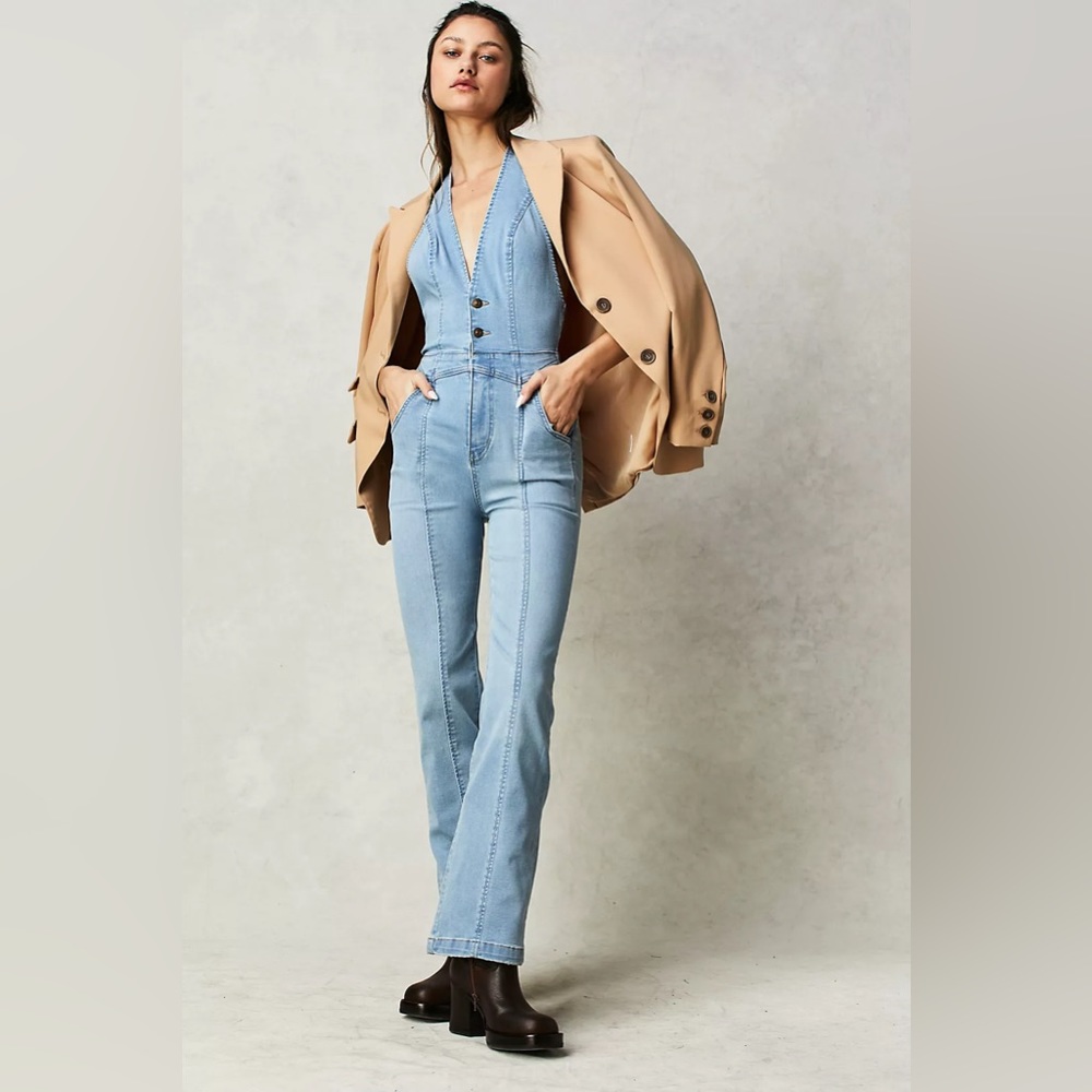 We The Free Cruz Jumpsuit in Light Indigo
